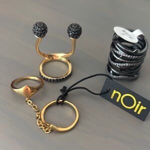 Noir Gold and Black Ring Set